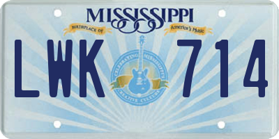 MS license plate LWK714