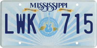 MS license plate LWK715
