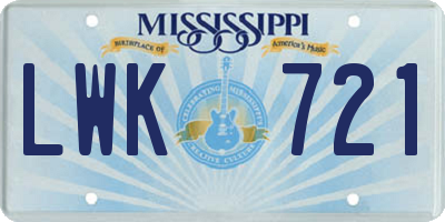 MS license plate LWK721
