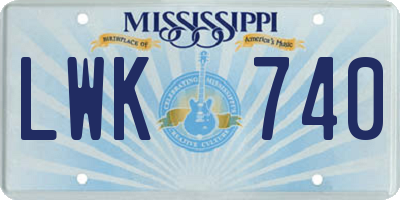 MS license plate LWK740