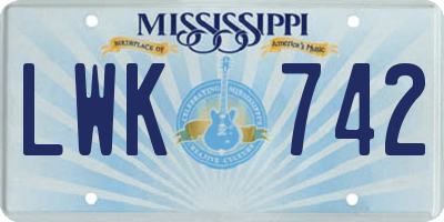 MS license plate LWK742