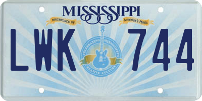 MS license plate LWK744