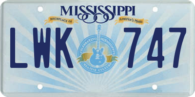 MS license plate LWK747