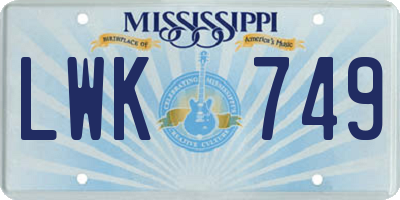 MS license plate LWK749