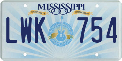MS license plate LWK754