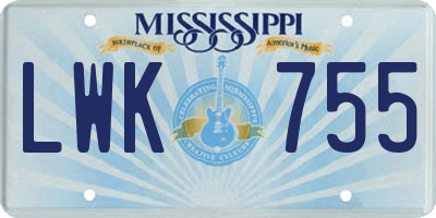 MS license plate LWK755