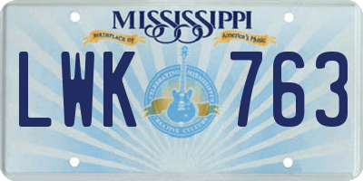 MS license plate LWK763