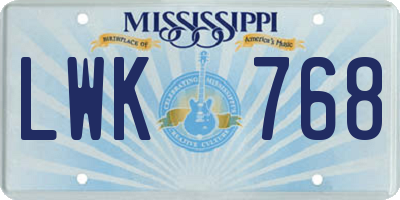 MS license plate LWK768