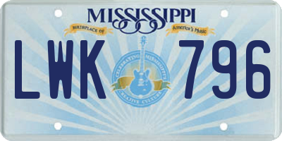 MS license plate LWK796
