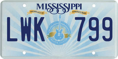 MS license plate LWK799