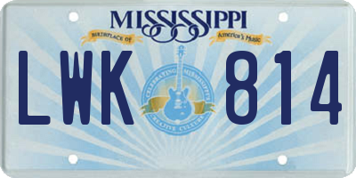 MS license plate LWK814