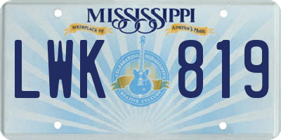 MS license plate LWK819