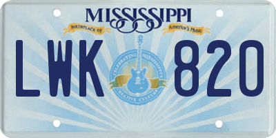 MS license plate LWK820