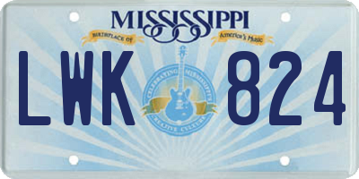 MS license plate LWK824
