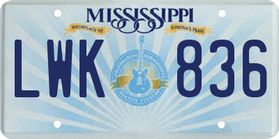MS license plate LWK836