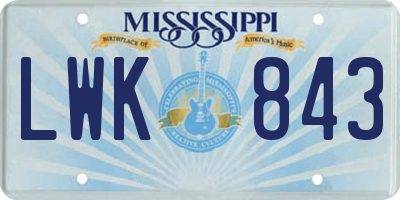 MS license plate LWK843