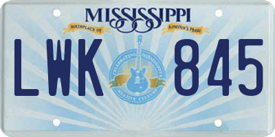 MS license plate LWK845