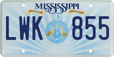 MS license plate LWK855