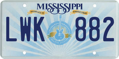 MS license plate LWK882