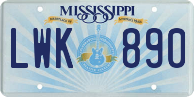 MS license plate LWK890