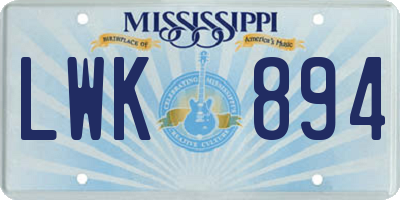 MS license plate LWK894