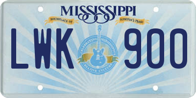 MS license plate LWK900
