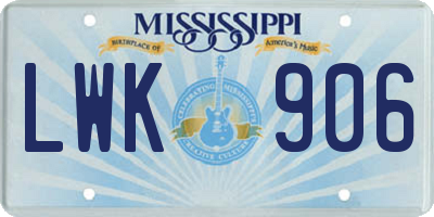 MS license plate LWK906