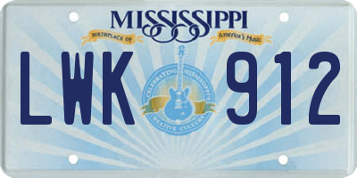 MS license plate LWK912