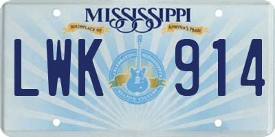 MS license plate LWK914