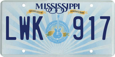 MS license plate LWK917