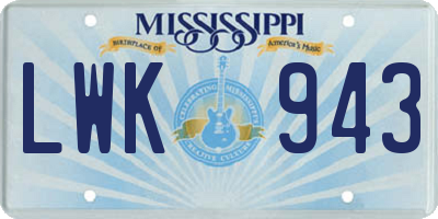 MS license plate LWK943