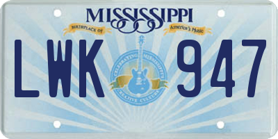 MS license plate LWK947