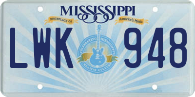 MS license plate LWK948