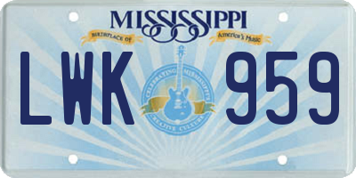 MS license plate LWK959