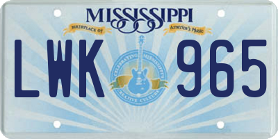 MS license plate LWK965