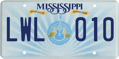MS license plate LWL010