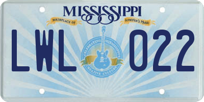 MS license plate LWL022