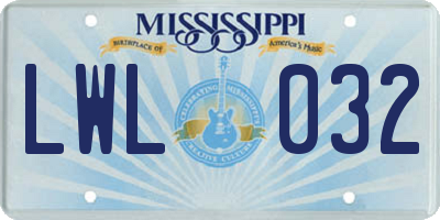 MS license plate LWL032