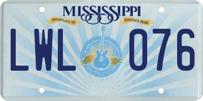 MS license plate LWL076