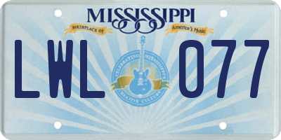 MS license plate LWL077