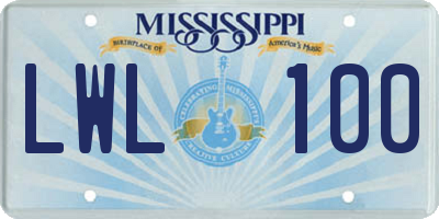 MS license plate LWL100