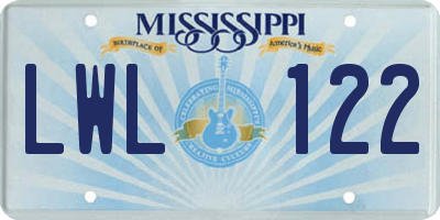 MS license plate LWL122