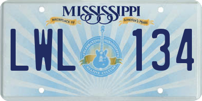 MS license plate LWL134