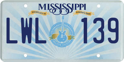 MS license plate LWL139