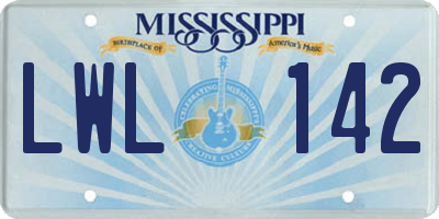 MS license plate LWL142
