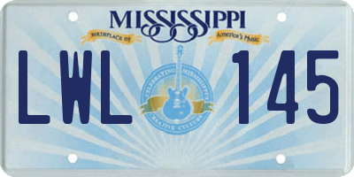 MS license plate LWL145