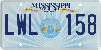 MS license plate LWL158