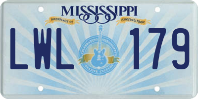MS license plate LWL179