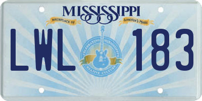 MS license plate LWL183