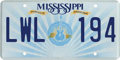 MS license plate LWL194